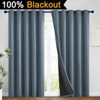 Yakamok 100% Blackout Lined Panels, Room Darkening Thermal Insulated Blackout Curtains for Bedroom, Heat Blocking Drapes for Living Room(62Wx84L, Stone Blue, 2 Panels)