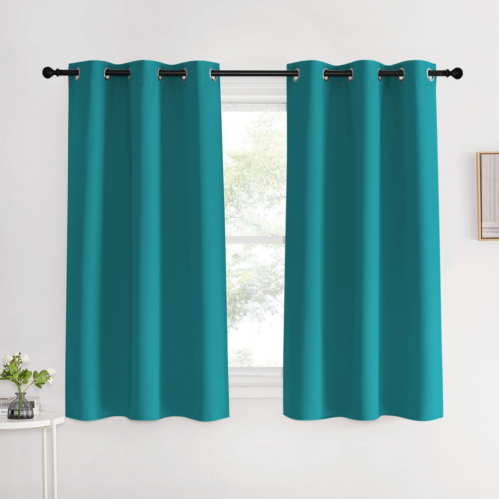 NICETOWN Room Darkening Curtains 60 inch Length 2 Panels, Peacock Teal, 2 Pieces, W42, Thermal Insulated Grommet Blackout Curtains for Modern Casual Elegant Bedroom Kids Room Theme Decoration