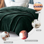 Exclusivo Mezcla Fleece Twin Size Blanket for Bed, 90x66 Inches Soft Cozy Jacquard Flannel Blankets, Lightweight Fuzzy Plush Warm for Women, Forest Green