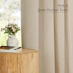 NICETOWN Thick Linen Kitchen Window Curtains Over Sink, Grommet Privacy Added Linen Blend Curtains with Some Light Filtering Burlap Drapes for Home Office/Bedroom, Angora, 2 Panels, W55 x L54