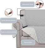 Easy-Going Reversible Chair Cover Washable Sofa Cover for Dogs Water Resistant Couch Slipcover Furniture Protector Cover with Adjustable Straps for Pets (Chair 30 in, Light Gray/Ivory)