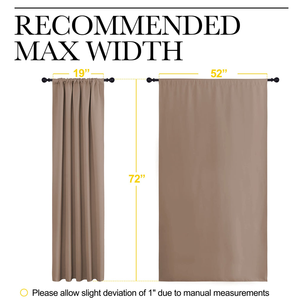 NICETOWN Kids Blackout Curtain Panels - Window Treatment Thermal Insulated Solid Rod Pocket Blackout Drapes for Bedroom (Cappuccino, Set of 2, 52 by 72 Inch)