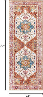 Yamaziot Washable Runner Rug, 2x6 Non-Slip Boho Vintage Hallway Rug Runner with Rubber Backing, Stain Resistant Distressed Carpet Runner for Bedroom, Kitchen, Laundry, Entrance