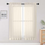 OWENIE Cream Sheer Curtains 68 Inch Length 2 Panels Set for Bedroom Living Room, Light Filtering Voile Sheer Curtains, Airy Rod Pocket Farmhouse Curtain, Cream, Each 42Wx68L inch