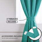 Deconovo Blackout Curtains for Living Room, Thermal Insulated Soundproof Drapes with Wave Dot Foil Print, 52 x 95 Inch, Set of 2, Machine Washable Window Curtain for Bedroom Sliding Door, Turquoise