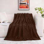 Puncuntex Brown Throw Blanket 90"×90" inches Fuzzy 3D Jacquard Decorative Flannel Fleece Super Soft Plush Cozy Blanket for Couch Sofa Chair Lightweight
