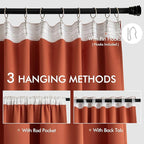 MIULEE Fall Burnt Orange Back Tab Blackout Curtains 52"x90" Length 2 Panels