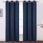 LEMOMO Navy Blue Blackout Curtains 34 x 84 Inch Length/Set of 2 Curtain Panels/Thermal Insulated Room Darkening Blackout Curtains for Bedroom