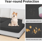Easy-Going Stretch 3 Pieces Couch Cushion Covers for Sectional Sofa Left/Right L Shape Chaise Lounge Sofa Seat slipcover Anti-Slip Sofa Cover Soft (2 Seater + 1 Chaise, Dark Gray)