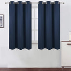 LEMOMO Navy Blue Blackout Curtains 42 x 54 Inch Length Set of 2 Panels Grommet Bedroom Curtains for Living Room