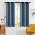 MIULEE Stone Blue Blackout Bedroom Curtains 63 Inch Long Light Blocking