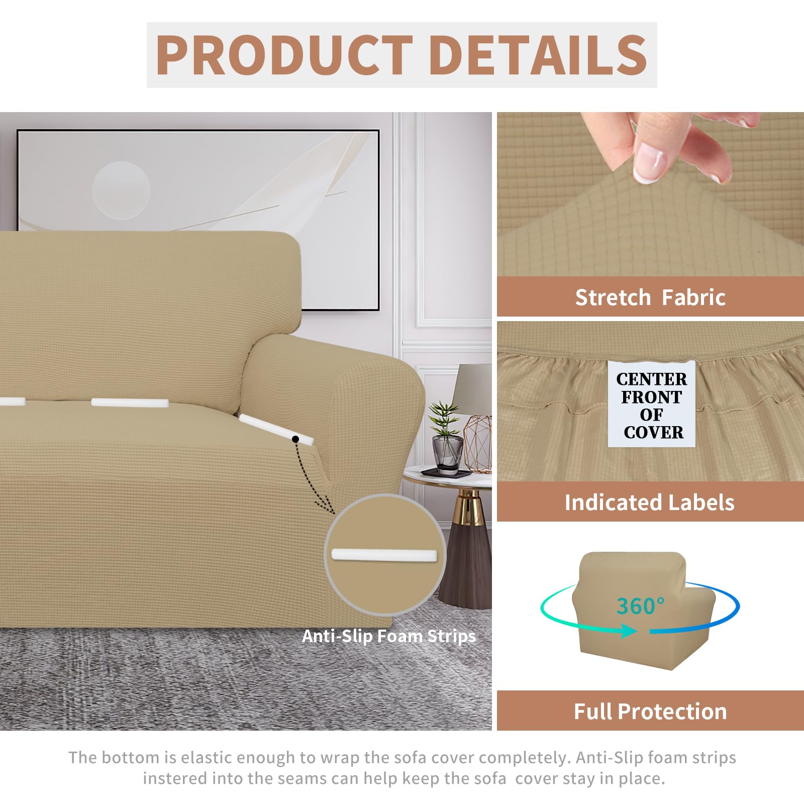 Easy-Going 100% Waterproof Chair Couch Cover, Stretch Jacquard Sofa Cover