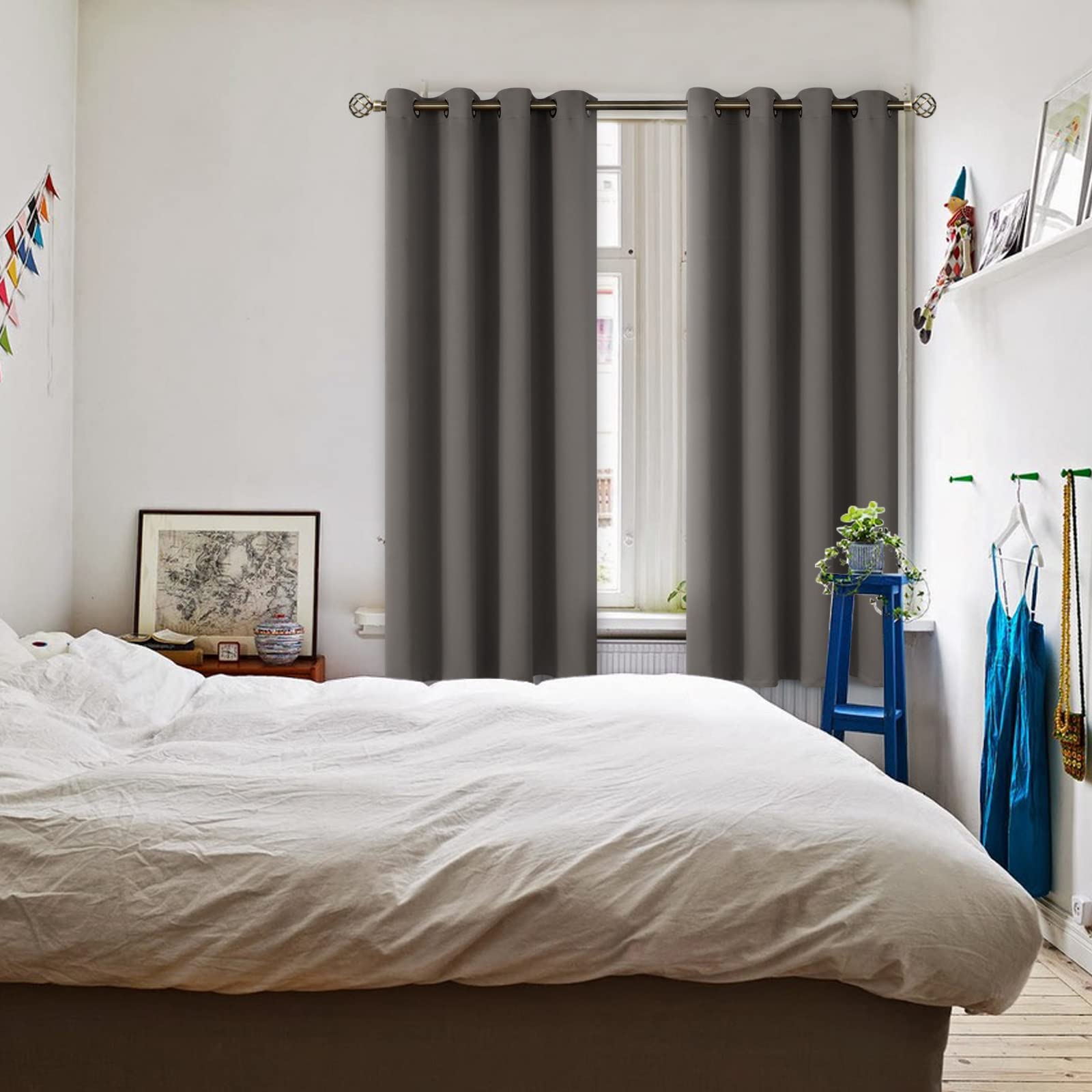 BGment Grey Blackout Curtains for Bedroom 69 Inch Long - 2 Panels