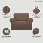 Easy-Going Stretch Oversized Chair Sofa Slipcover 1-Piece Couch Sofa Cover Furniture Protector Soft with Elastic Bottom for Kids Spandex Jacquard Fabric Small Checks Brown