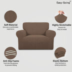Easy-Going Stretch Oversized Chair Slipcover with Arm Washable Brown