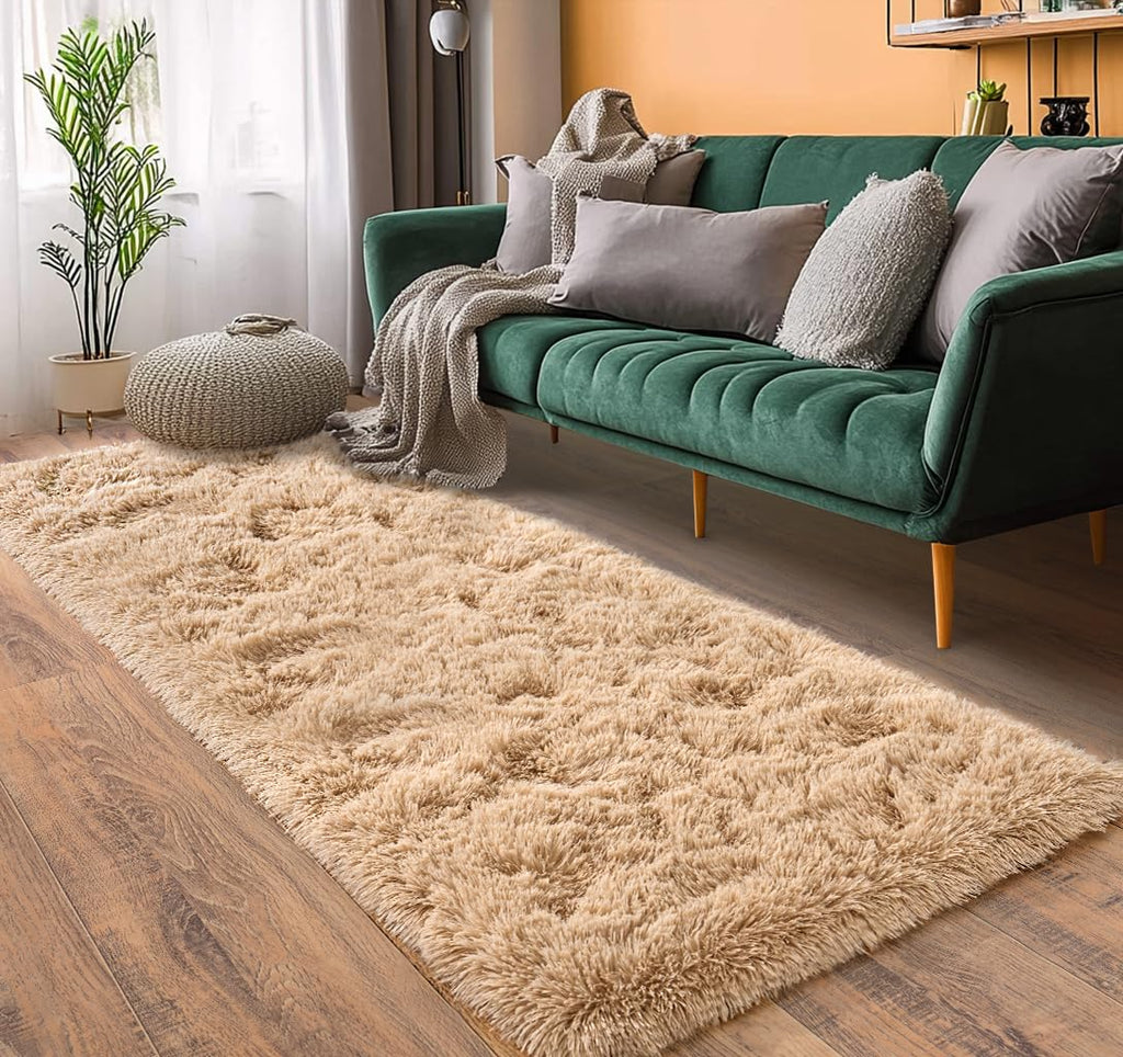 Pionblank Fluffy Runner Rugs for Bedroom 2x6, Camel