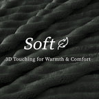 BEDELITE Fleece Throw Blanket for Couch - 300GSM Soft & Warm Fluffy Charcoal Grey Blanket, Decorative and Giftable Striped Blankets for Women, Men, 50"x60"