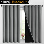 Yakamok Grey Blackout Curtains 63 Inches Long for Bedroom 62" Wide 2 Pcs