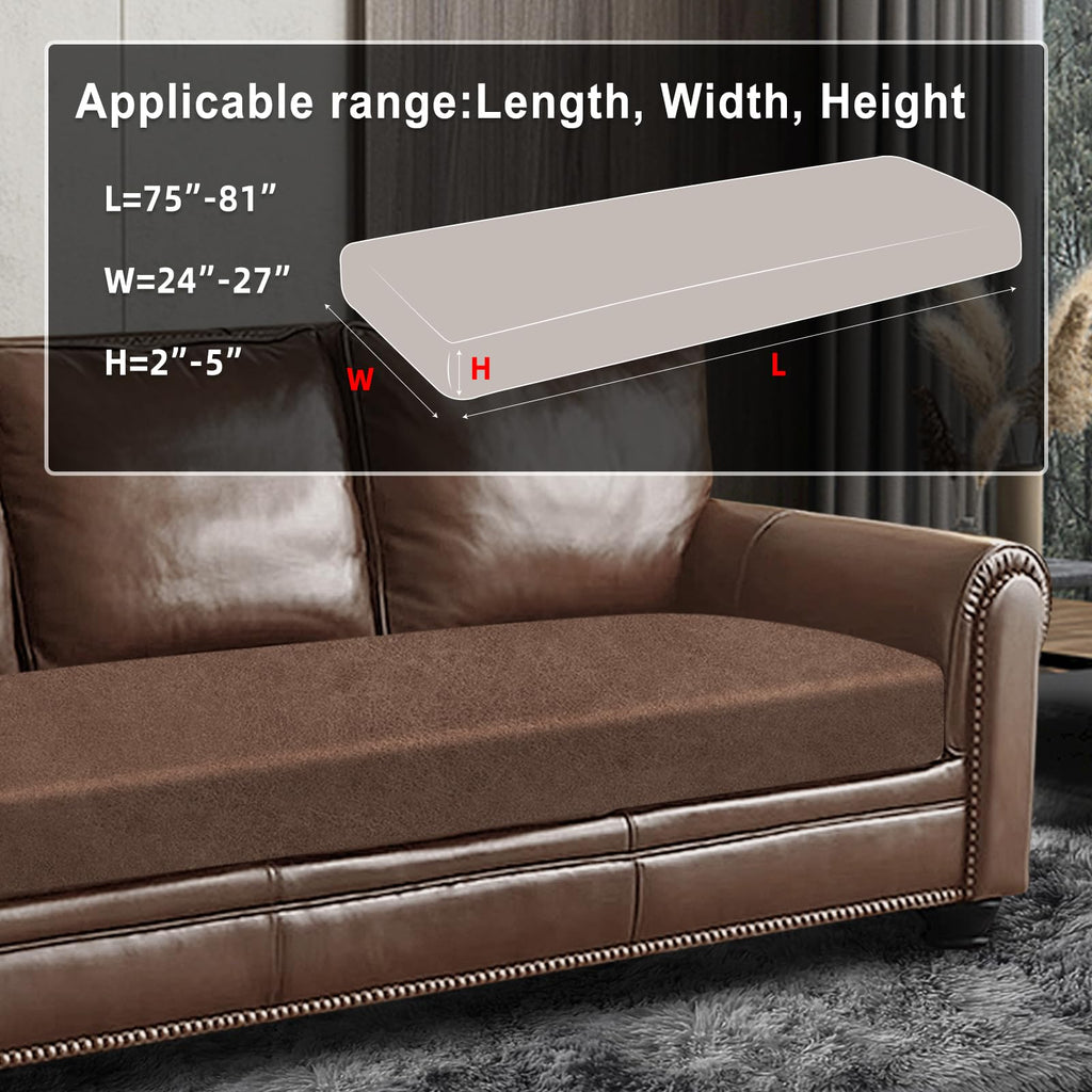 ANARACHON Leather Look Couch Cushion Covers Sofa Seat Slipcovers Sets Couches Furniture Protector for Sectional Armchair Loveseat Pets Kids Stretch Spandex Fabric (1 Cushion XL Sofa, Brown)