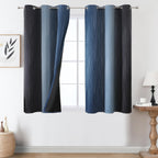 Navy Blue and Black Ombre Blackout Curtains for Bedroom 54 Inches Long