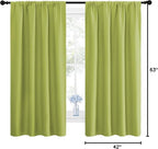NICETOWN Green Blackout Draperies Curtains - Thermal Insulated Home Decoration Blackout Drapes for Kid's Room (1 Pair, 42 x 63 Inch, Fresh Green)