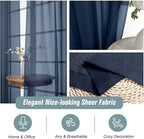 Navy Blue Sheer Curtains 63 Inch Length 2 Panels, Voile Sheer Curtain for Living Room, Breathable Light Filtering Modern Window Treatments, Soft Fabric Dual Rod Pocket Drapes, 2x42Wx63L Inches