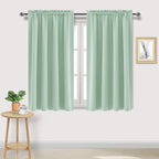 DWCN Blackout Curtains Room Darkening Thermal Insulated Bedroom Curtains Window Curtain Panels, 52 x 45 inches Long, Set of 2 Light Green Rod Pocket Drapes