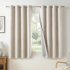 Linen Textured Total Blackout Curtains 45 Inches Long, Beige