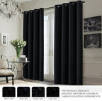 Yakamok 100% Blackout Curtain Panels 63 inches Cold and Light Blocking Drapes for Nursery, 2 Thick Layers Thermal Insulated Draperies (2 Pieces, 50 Wide Each Panel, Black/White Backing)