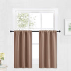 RYB HOME Blackout Cafe Curtains 30 inch Length, Short Light UV Heat Blocking Energy Saving Privacy Curtain Tiers for Basement Bathroom Kitchen Window, Width 29 by Length 30, Mocha, 2 Panels