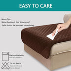 U-NICE HOME Sectional Couch Cover for Dogs Pets Chaise Lounge Reversible Sofa Cover Furniture Protector with Elastic Adjustable Strap, Brown/Beige