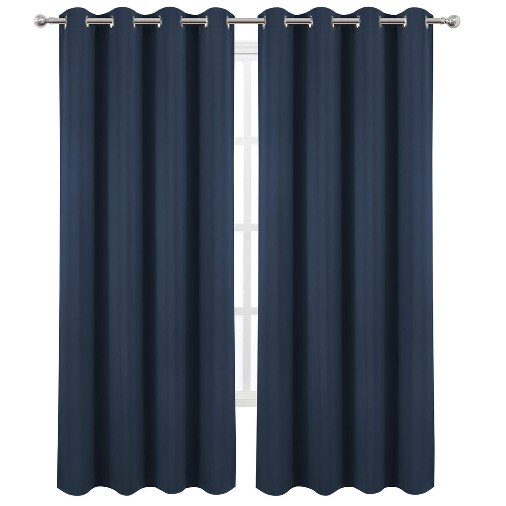 LEMOMO Blackout Curtains 66 x 84 inch/Navy Blue Curtains Set of 2 Panels/Thermal Insulated Room Darkening Bedroom Curtains
