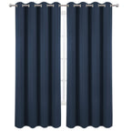 LEMOMO Blackout Curtains 66 x 84 inch/Navy Blue Curtains Set of 2 Panels/Thermal Insulated Room Darkening Bedroom Curtains