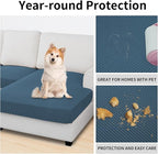 Easy-Going Stretch 4 Pieces Couch Cushion Covers for Sectional Sofa Left/Right L Shape Chaise Lounge Sofa Seat slipcover Anti-Slip Sofa Cover Soft (3 Seater + 1 Chaise, Bluestone)