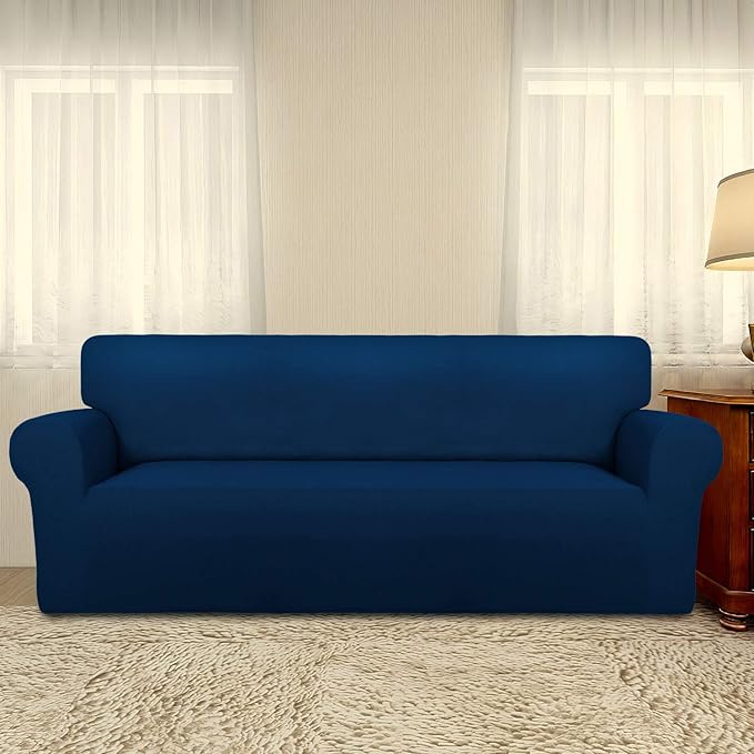 PureFit Stretch Oversized Couch Covers Fleece Sofa Slipcovers Navy