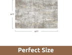 4 x 6 Area Rugs for Living Room, Machine Washable Non Slip Rug Ultra Soft Low Pile Indoor Carpet Modern Abstract Rugs for Bedroom Office Room Dining Room Beside, Beige