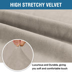 H.VERSAILTEX Stretch Velvet Sofa Covers for 3 Cushion Couch Covers Furniture Protector Soft with Non Slip Elastic Bottom, Crafted from Thick Comfy Rich Velour (Sofa 72"-90", French Oak)