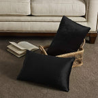GIGIZAZA Black Velvet Pillow Covers 12x20,Decorative Lumbar Throw Pillows Modern Covers Small Solid Living Room Pillow Cases for Couch Pack of 2