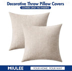 MIULEE Pack of 2 Couch Throw Pillow Covers 20x20 Inch Soft Light Brown Chenille Pillow Covers for Sofa Living Room Solid Dyed Pillow Cases