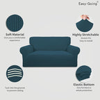 Easy-Going Stretch Loveseat Slipcover 1-Piece Sofa Cover Furniture Protector Couch Soft with Elastic Bottom for Kids Polyester Spandex Jacquard Fabric Small Checks (Loveseat, Deep Teal)