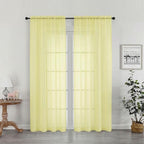 OWENIE Sheer Curtains 72 Inches Long 2 Panels Set, Modern Light Filtering Sheer Curtain Rod Pocket Clear Drapes for Window Sliding Door, Light Yellow, 2 Pcs Each 42 x 72 Inch