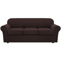 H.VERSAILTEX 4 Piece Stretch Sofa Covers for 3 Cushion Couch Covers for Living Room Furniture Slipcovers (Base Cover Plus 3 Seat Cushion Covers) Upgraded Thicker Jacquard Fabric (Sofa, Chocolate)