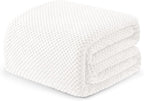 Exclusivo Mezcla Fleece Bed Blanket King Size, Super Soft and Warm Blankets for Couch, Sofa and Bed Waffle Textured, Cozy, Fuzzy and Lightweight (Off White, 90x104 Inches)
