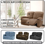 ULTICOR Reclining Love Seat Slipcover, 48" - 65" L, 6-Piece Velvet Stretch Loveseat Reclining Sofa Covers, 2 seat Love seat Recliner Cover, Thick, Soft, Washable (Sand)