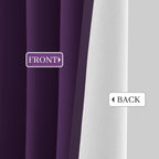 Yakamok 100% Blackout Curtains 38x84 inch Long Purple Window Drapes-Bedroom