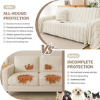 Couch Cover for Dogs, Boho Sofa Covers for 3 Cushion Couch, Chenille Sofa Slipcover for Pets Washable, L-Shape Sectional Loveseat Cover Soft Throw Blankets with Tassels(91x150,Striped Beige)