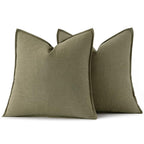 MIULEE Decorative Linen Pillow Covers 18x18 Inch Light Olive Green