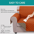 U-NICE HOME Loveseat Sofa Cover Reversible Couch Cover for Dogs with Elastic Straps Water Resistant Furniture Protector for Pets Couch Cover for 2 Cushion Couch (Loveseat, Orange/Taupe)