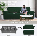 Easy-Going Stretch Oversized Loveseat Slipcover 1-Piece Sofa Cover Furniture Protector Couch Soft with Elastic Bottom for Kids Polyester Spandex Jacquard Fabric Small Checks Dark Green