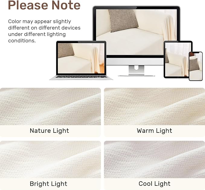 Houmiggle 2 Pieces Sectional Couch Covers L Shaped Cover XL Cream White